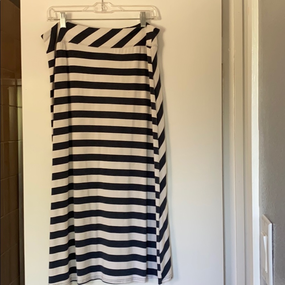 Athleta long skirt navy and white striped.